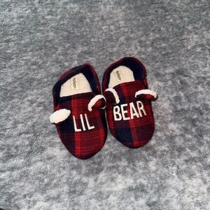 Dearfoams Red and Black Plaid Kids Slippers